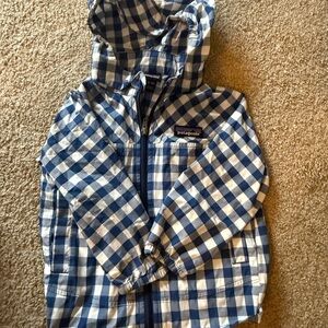 Patagonia Blue and White Checkered Kids Jacket